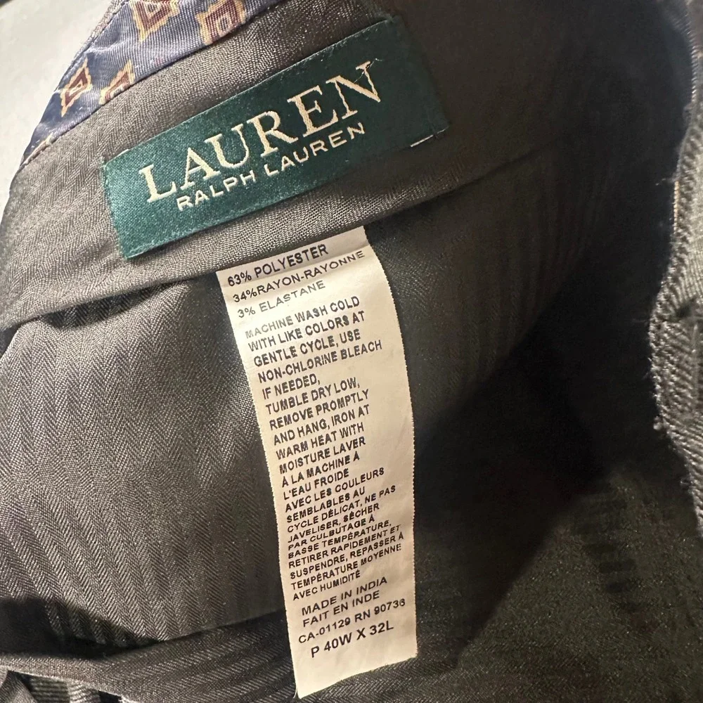 Lauren Ralph Lauren Mens Gray Stretch Dress Pants Flat Front 41W x 31L Heather
